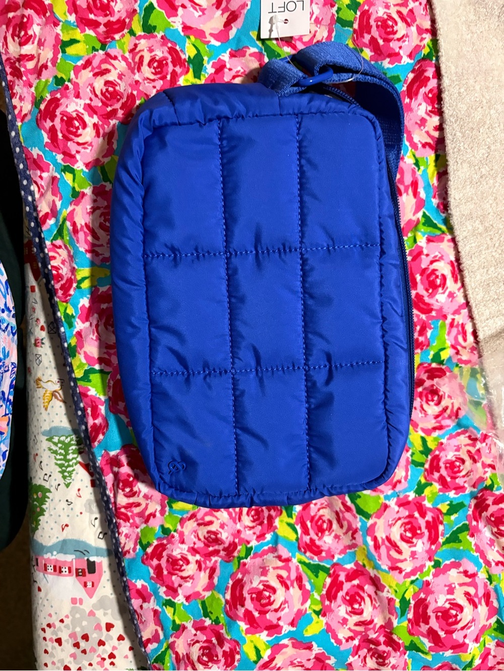Loft Puffer Crossbody Bag in Cobalt Blue